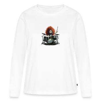Drummer Crazy - Frauen Premium Bio Langarmshirt - Weiß - Vorne - Julia (174cm)