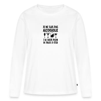 je ne suis pas alcoolique - T-shirt manches longues Premium bio Femme - blanc - Devant - Julia (174cm)