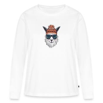 Lama Wintersport - Frauen Premium Bio Langarmshirt - Weiß - Vorne - Julia (174cm)