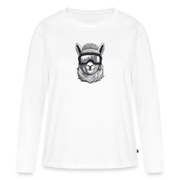 Lama Wintersport - Frauen Premium Bio Langarmshirt - Weiß - Vorne - Julia (174cm)