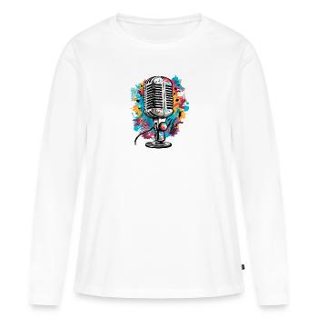 Micro vintage rétro chanteur chanteur - T-shirt manches longues Premium bio Femme - blanc - Devant - Julia (174cm)