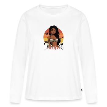 Aloha Palmen latina frau sunset hawaii - Frauen Premium Bio Langarmshirt - Weiß - Vorne - Julia (174cm)