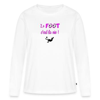le foot c est la vie - T-shirt manches longues Premium bio Femme - blanc - Devant - Julia (174cm)