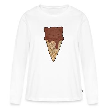 Cat Ice Chocolate - Women's Premium Organic Long Sleeve Shirt - white - Front - Julia (174cm)