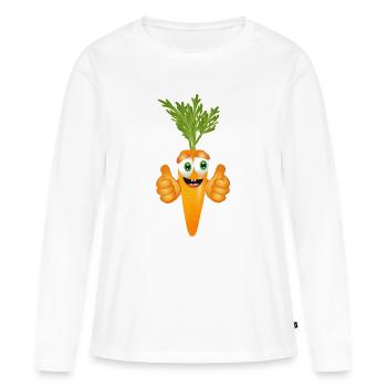 Comicfigur Karotte - Witziger Genuss für die Augen - Frauen Premium Bio Langarmshirt - Weiß - Vorne - Julia (174cm)