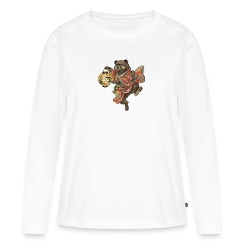 Japanese Bear with Lantern in Kimono - Women's Premium Organic Long Sleeve Shirt - white - Front - Julia (174cm)