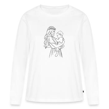 Mutter und Sohn – Schwarze Schablone - Frauen Premium Bio Langarmshirt - Weiß - Vorne - Julia (174cm)