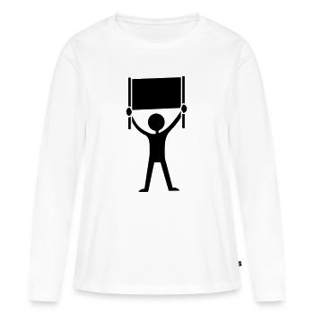 Manifestation à l’ambassade - T-shirt manches longues Premium bio Femme - blanc - Devant - Julia (174cm)