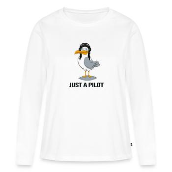 pilot fliegt flugzeug flugstunde - Frauen Premium Bio Langarmshirt - Weiß - Vorne - Julia (174cm)