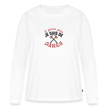 J'peux pas je suis de garde - T-shirt manches longues Premium bio Femme - blanc - Devant - Julia (174cm)