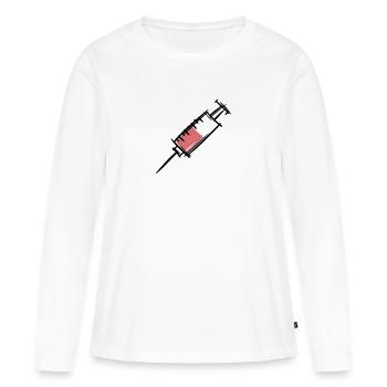 Seringue pleine, injection. Infirmière / médecin. - T-shirt manches longues Premium bio Femme - blanc - Devant - Julia (174cm)