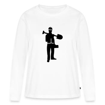 Ouvrier du bâtiment - T-shirt manches longues Premium bio Femme - blanc - Devant - Julia (174cm)