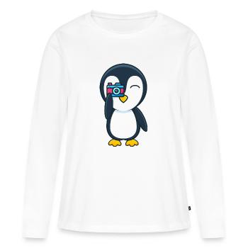 Penguin with camera - Women's Premium Organic Long Sleeve Shirt - white - Front - Julia (174cm)