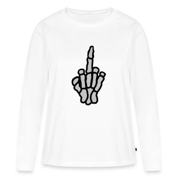 Spectacle de la main de l’os du majeur - T-shirt manches longues Premium bio Femme - blanc - Devant - Julia (174cm)