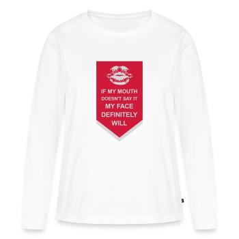 Mon visage le fera certainement - T-shirt manches longues Premium bio Femme - blanc - Devant - Julia (174cm)