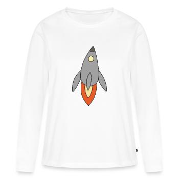 Fusée - T-shirt manches longues Premium bio Femme - blanc - Devant - Julia (174cm)