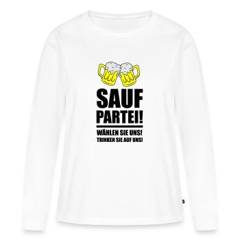 Sauf Party - T-shirt manches longues Premium bio Femme - blanc - Devant - Julia (174cm)