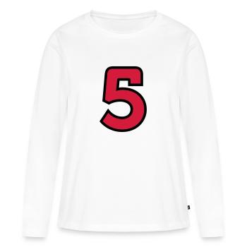Sport Zahl 5 Fünf - Frauen Premium Bio Langarmshirt - Weiß - Vorne - Julia (174cm)