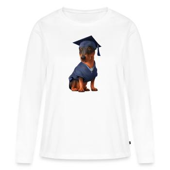 Bachelor Dobermann Schulabschluss Studium Hunde - Frauen Premium Bio Langarmshirt - Weiß - Vorne - Julia (174cm)