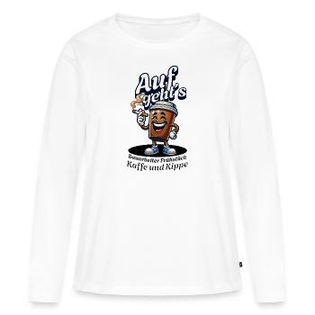 Auf geht´s Bauarbeiter Frühstück Kaffee und Kippe - Frauen Premium Bio Langarmshirt - Weiß - Vorne - Julia (174cm)