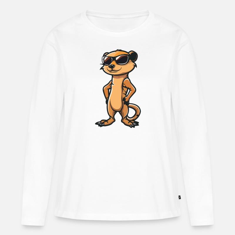 Erdmännchen Comic Cool - Frauen Premium Bio Langarmshirt - Weiß