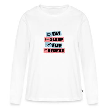 Gymnastics - eat, sleep, flip, repeat - Women's Premium Organic Long Sleeve Shirt - white - Front - Julia (174cm)