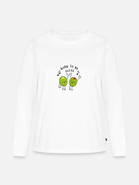 Witzige Sprüche Olive - Frauen Premium Bio Langarmshirt - Weiß