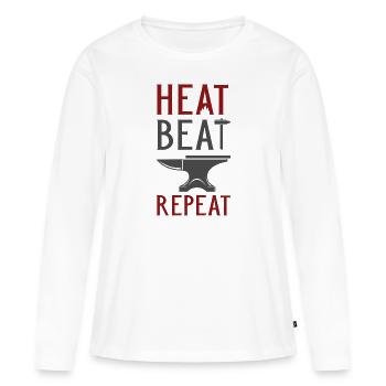 Répétition de battement de chaleur - T-shirt manches longues Premium bio Femme - blanc - Devant - Julia (174cm)