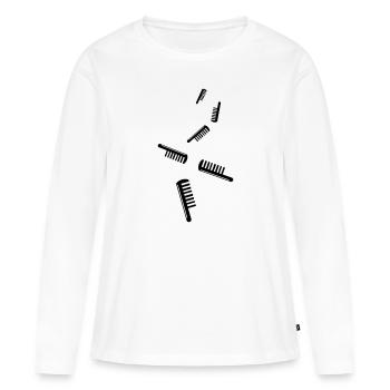 Icône de coiffeur peigne - T-shirt manches longues Premium bio Femme - blanc - Devant - Julia (174cm)