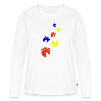 Équitation - T-shirt manches longues Premium bio Femme - blanc - Devant - Julia (174cm)