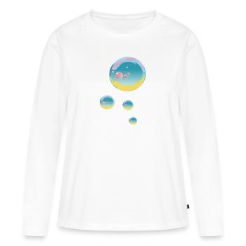 Bulles - T-shirt manches longues Premium bio Femme - blanc - Devant - Julia (174cm)