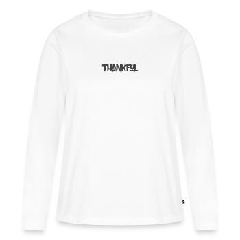 Christliches Design dankbar - Frauen Premium Bio Langarmshirt - Weiß - Vorne - Julia (174cm)