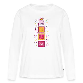 Nom de Lara - T-shirt manches longues Premium bio Femme - blanc - Devant - Julia (174cm)