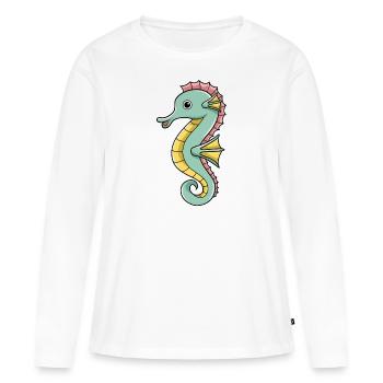 hippocampe - T-shirt manches longues Premium bio Femme - blanc - Devant - Julia (174cm)