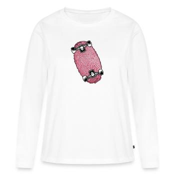 skateur skateboard sk8 kickflip skateboarder - T-shirt manches longues Premium bio Femme - blanc - Devant - Julia (174cm)