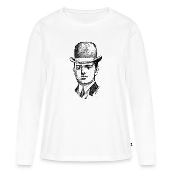 Gentleman avec melon en noir - T-shirt manches longues Premium bio Femme - blanc - Devant - Julia (174cm)