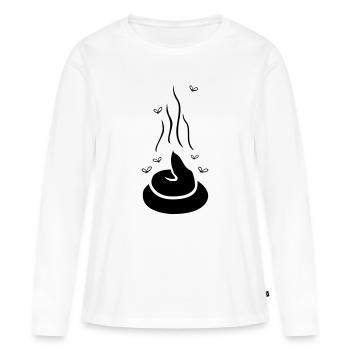 Dampfender Scheißhaufen mit Fliegen - einfärbbar - Frauen Premium Bio Langarmshirt - Weiß - Vorne - Julia (174cm)