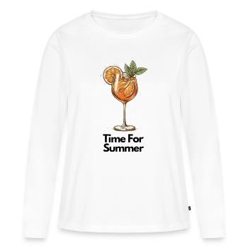 Orangen Cocktail mit Minze Illustration - Frauen Premium Bio Langarmshirt - Weiß - Vorne - Julia (174cm)