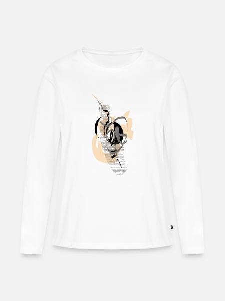 Rhythmische Abstraktion in Monochrom - Frauen Premium Bio Langarmshirt - Weiß