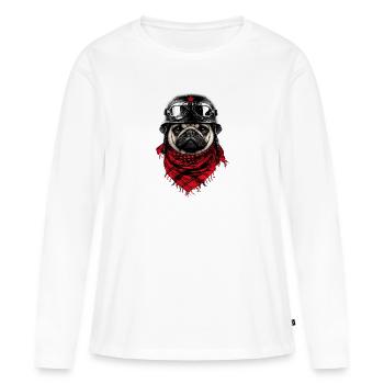 Carlin combatif en look pilote - T-shirt manches longues Premium bio Femme - blanc - Devant - Julia (174cm)