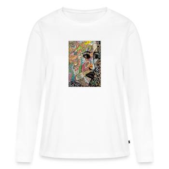 Visage abstrait en profil - T-shirt manches longues Premium bio Femme - blanc - Devant - Julia (174cm)