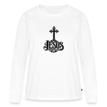 Croix de Jésus - T-shirt manches longues Premium bio Femme - blanc - Devant - Julia (174cm)