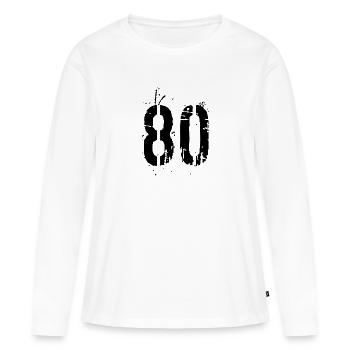 Nummer 80 - Frauen Premium Bio Langarmshirt - Weiß - Vorne - Julia (174cm)