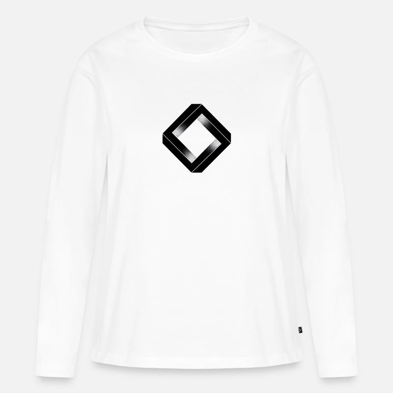Schwarzes Quadrat unmöglich - Frauen Premium Bio Langarmshirt - Weiß