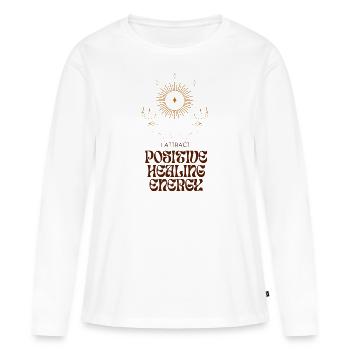 J’attire l’énergie de guérison positive - T-shirt manches longues Premium bio Femme - blanc - Devant - Julia (174cm)