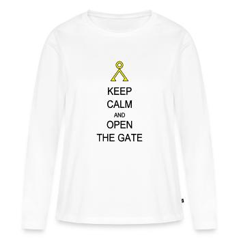 Open the Gate - T-shirt manches longues Premium bio Femme - blanc - Devant - Julia (174cm)