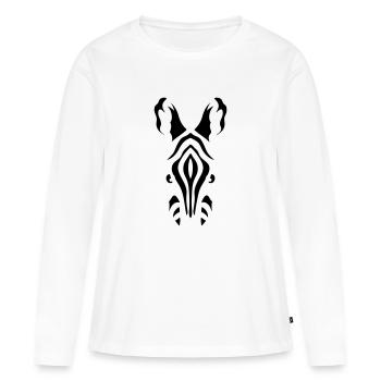 zebre tete animaux feroce - T-shirt manches longues Premium bio Femme - blanc - Devant - Julia (174cm)