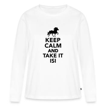 Keep calm and take it Isi - T-shirt manches longues Premium bio Femme - blanc - Devant - Julia (174cm)