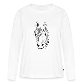 Pferdekopf Vector - Frauen Premium Bio Langarmshirt - Weiß - Vorne - Julia (174cm)