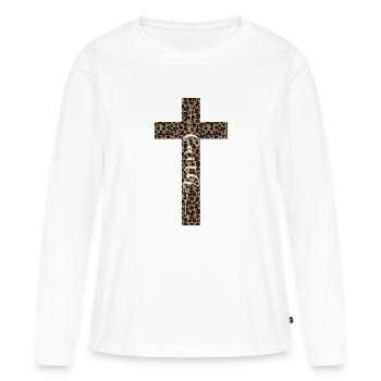 Foi - T-shirt manches longues Premium bio Femme - blanc - Devant - Julia (174cm)
